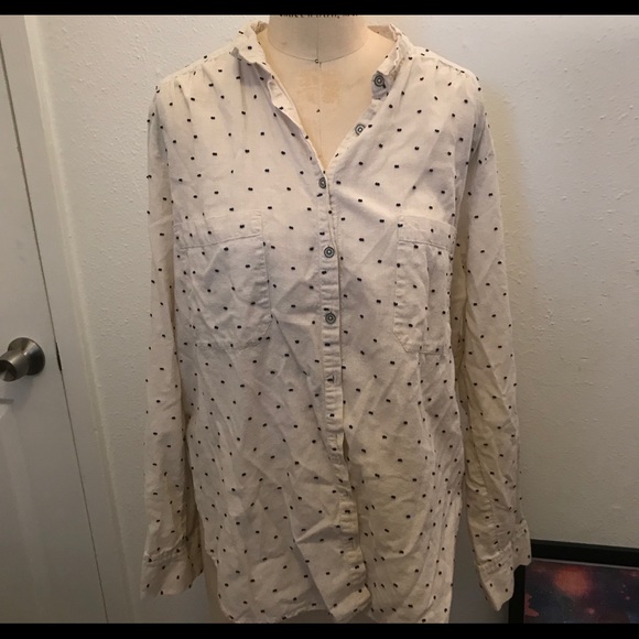 Cream Linen/Cotton button down shirt - Picture 2 of 5